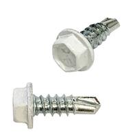 #8 X 1/2" Hex Washer Head, Self-Drilling Screw, Zinc, Painted White Head